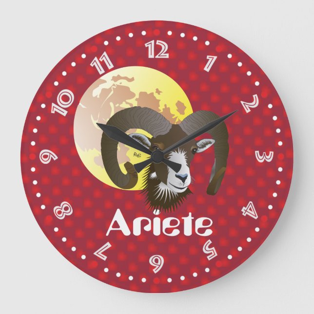 Ariete 21 marzo al 20 aprile Orologio Large Clock (Front)