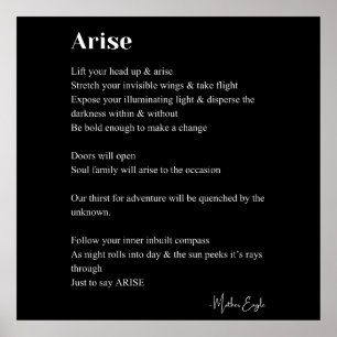 Arise poem poetry black white wall art decor