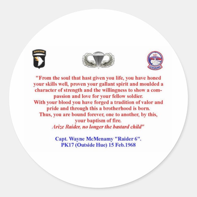 ARISE RAIDER CLASSIC ROUND STICKER (Front)
