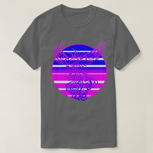 Arising Anew Phoenix and Retro Sunrise Vector Art  T-Shirt (Design Front)
