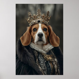 Aristocratic Beagle Dog Portrait Print, Funny Poster