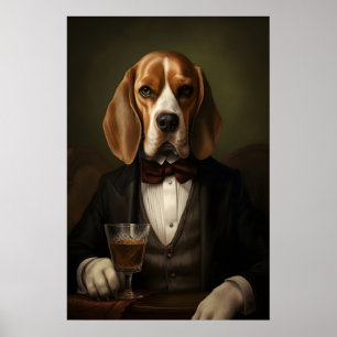 Aristocratic Beagle Print, Funny Renaissance Dog Poster