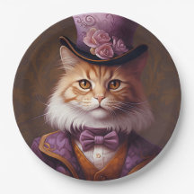 Aristocratic Cat In Purple And Orange