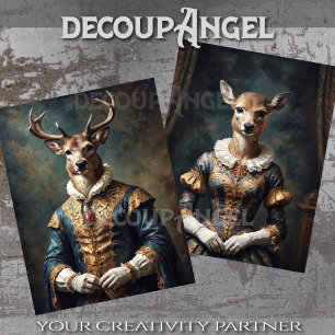 Aristocratic Deer Couple 2Designs Decoupage Tissue Paper