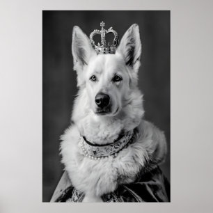 Aristocratic German Shepherd Dog Portrait, Funny Poster