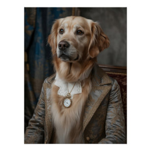 Aristocratic Golden Retriever with Pocket Watch Poster