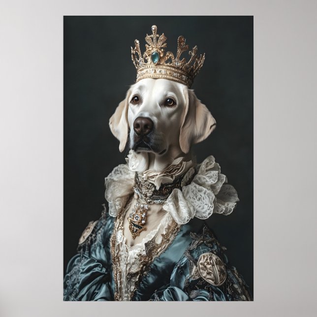Aristocratic Labrador Art Print, Funny Renaissance Poster (Front)