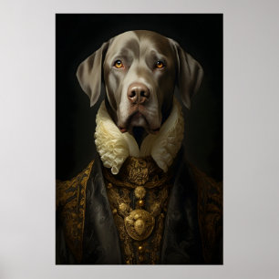 Aristocratic Labrador Portrait, Funny Royal Dog Poster