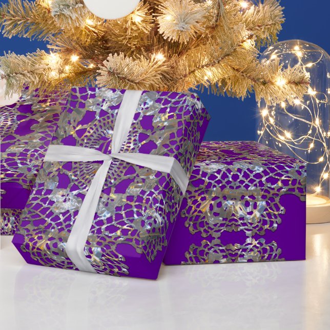 Aristocratic Monogram Purple Wrapping Paper (Holidays)