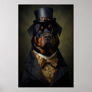 Aristocratic Rottweiler Print, Funny Renaissance Poster