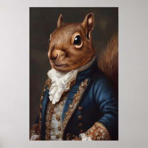 Aristocratic Squirrel Portrait, Renaissance Animal Poster