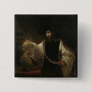 Aristotle (384-322 BC) with a Bust of Homer 15 Cm Square Badge