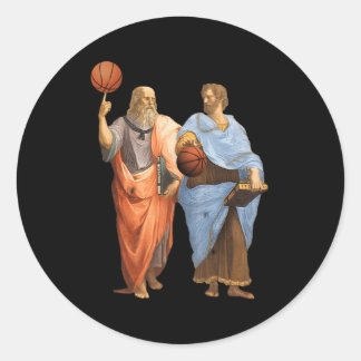 Aristotle And Plato With Basketballs Philosophy Ma Classic Round Sticker