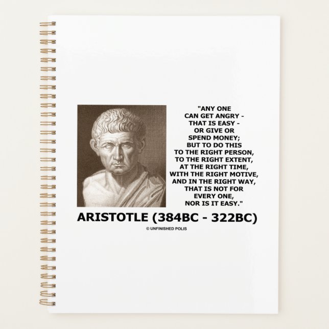 Aristotle Any One Can Get Angry Right Person Time Planner (Front)