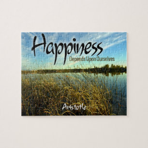 Aristotle Inspirational Quote "Happiness" Jigsaw Puzzle