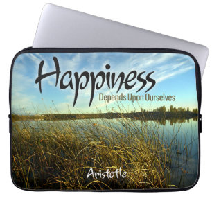 Aristotle Inspirational Quote "Happiness" Laptop Sleeve