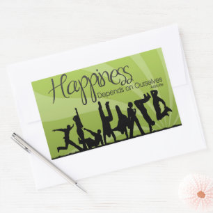 Aristotle Inspirational Quote "Happiness" Rectangular Sticker
