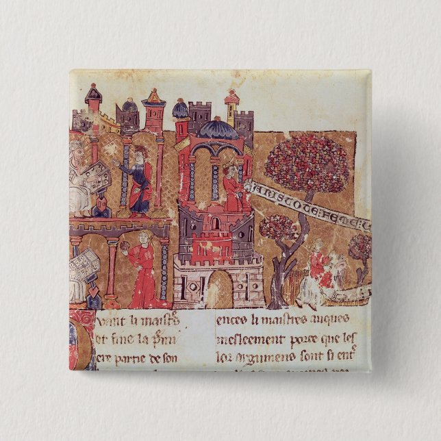 Aristotle instructs Alexander the Great in 15 Cm Square Badge (Front)