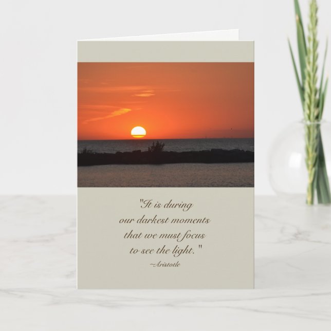 Aristotle Quote Sunset Sympathy Card (Front)