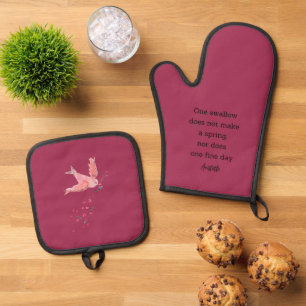 Aristotle Spring Quote Decor For Home Oven Mitt & Pot Holder Set