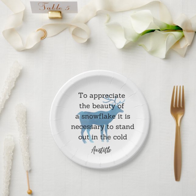 Aristotle Winter Quote Decor For Home Paper Plate (Wedding)