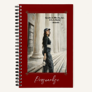 Aristotle Wisdom Quote Cute Girly Red Journal