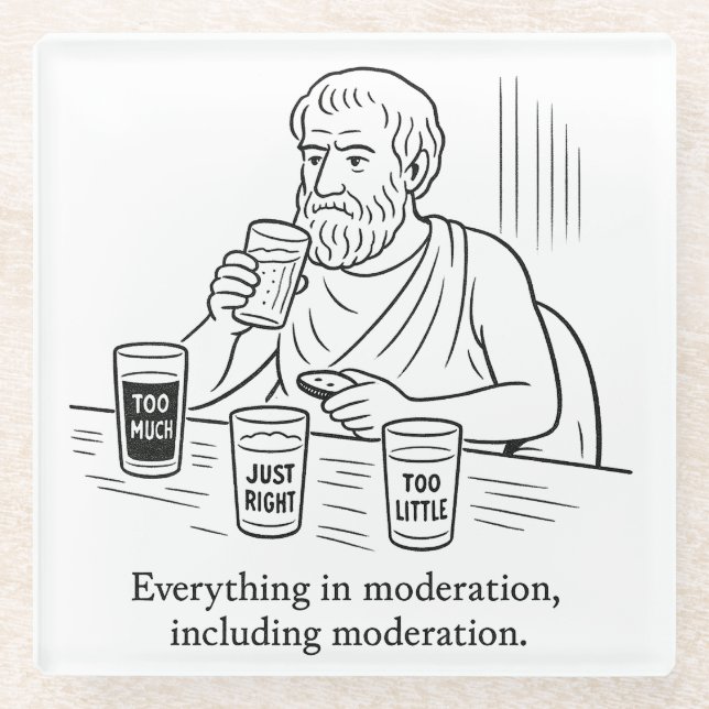 Aristotle's Guide to Moderation Glass Coaster (Front)
