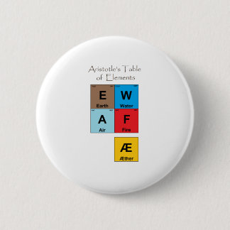 Aristotle's Table of Elements 6 Cm Round Badge