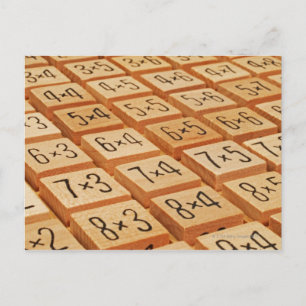 Arithmetic. Multiplication times table wooden Postcard