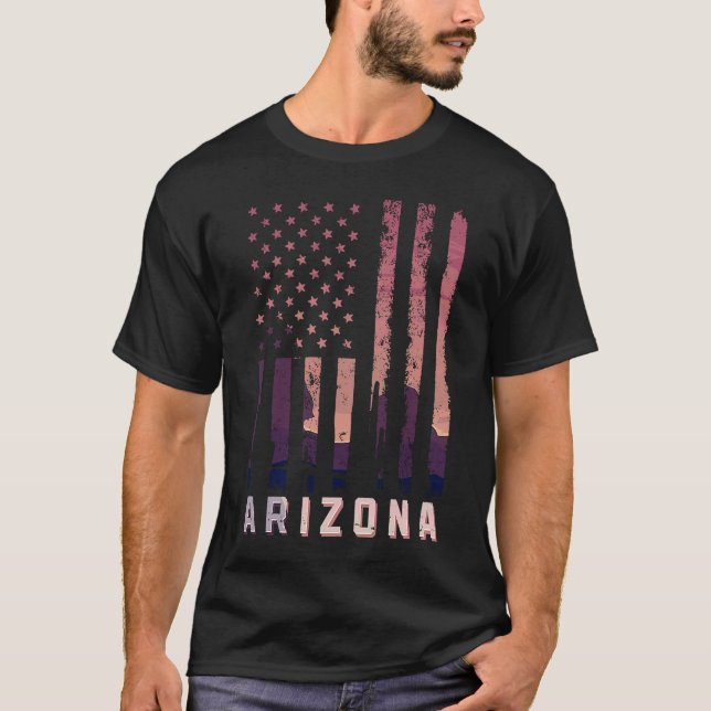 Arizona American Flag USA State Patriotic Arizonia T-Shirt (Front)