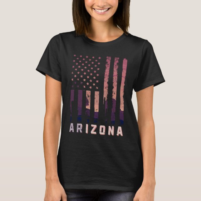 Arizona American Flag USA State Patriotic Arizonia T-Shirt (Front)
