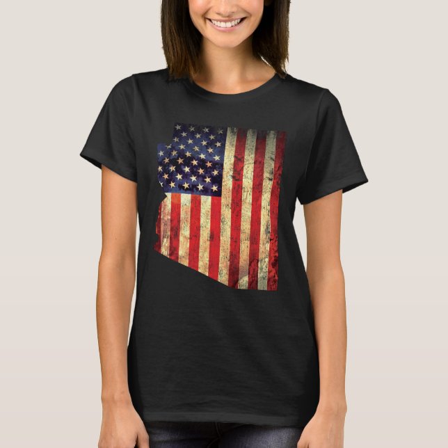 Arizona American Flag Vintage Country State T-Shirt (Front)