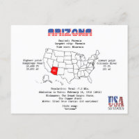 Arizona American state on a map and useful info