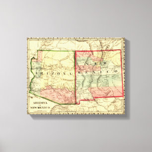 Arizona and New MexicoPanoramic Map Canvas Print