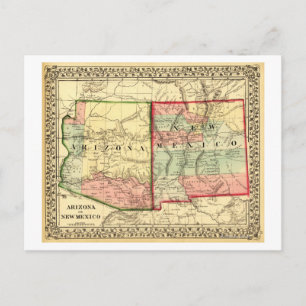Arizona and New MexicoPanoramic Map Postcard