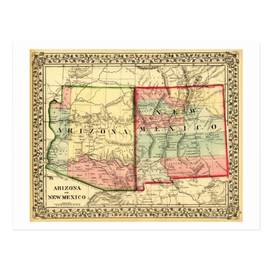 Arizona and New MexicoPanoramic Map Postcard