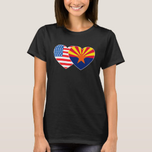 Arizona and USA Flag Twin Heart for Proud American T-Shirt