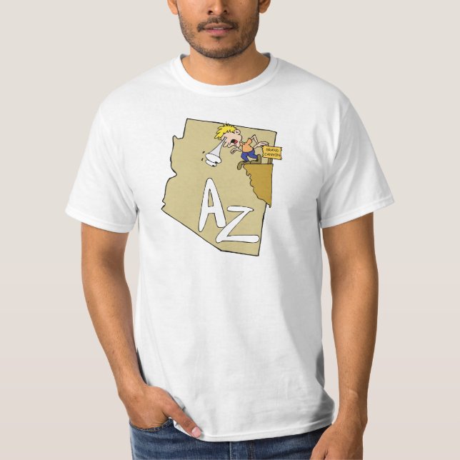 Arizona AZ Map & Grand Canyon Cartoon Art Motto T-Shirt (Front)