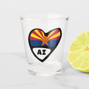 Arizona, AZ State Flag In Heart Shot Glass