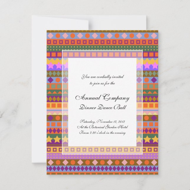 Arizona Aztec Desert Colours Southwest ZigZag Invitation (Front)