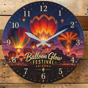 Arizona Balloon Glow Festival Hot Air Balloon Large Clock
