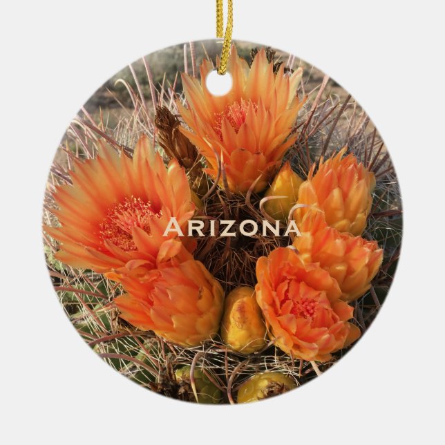 Arizona Barrel Cactus Flower Ornament (Front)