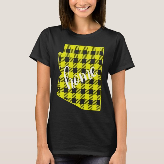 Arizona Buffalo Plaid Home State Country Yellow Pl T-Shirt (Front)