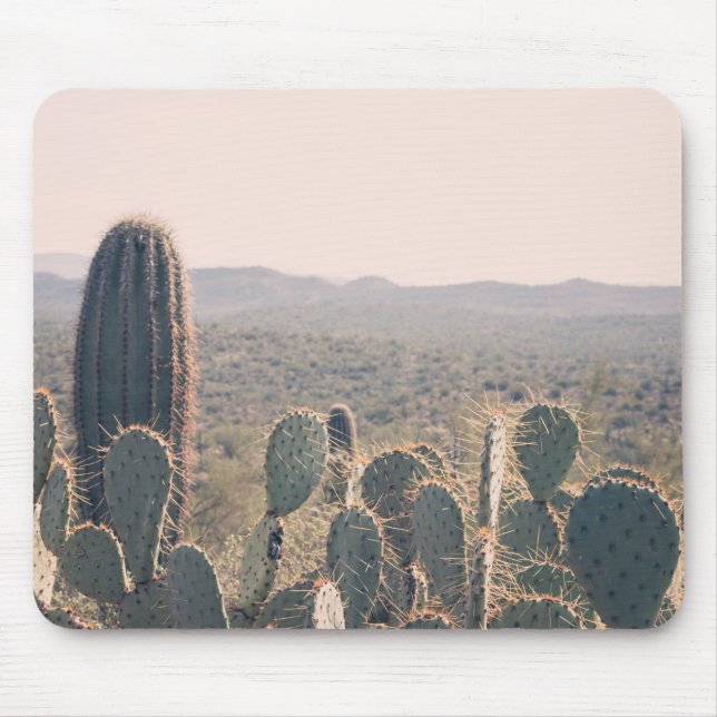 Arizona Cacti  | Desert Boho Landscape Photo Mouse Mat (Front)