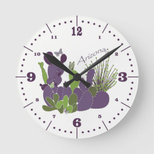 Arizona Cacti with Numbers Round Clock