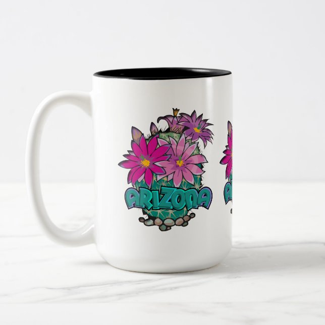 Arizona Cactus Blooms Two-Tone Coffee Mug (Left)