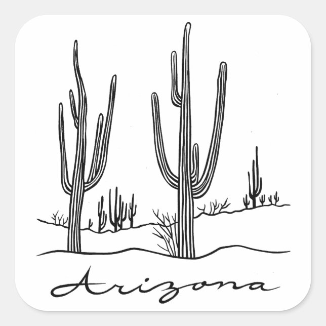 Arizona Cactus Country Square Sticker (Front)