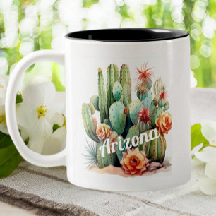 Arizona Cactus Free Hugs Garden House Plants Pots  Two-Tone Coffee Mug