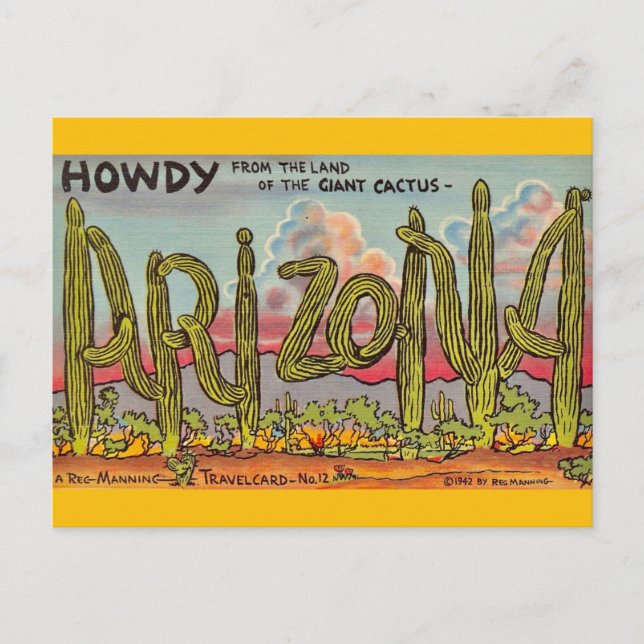 Arizona Cactus Greeting Postcard (Front)