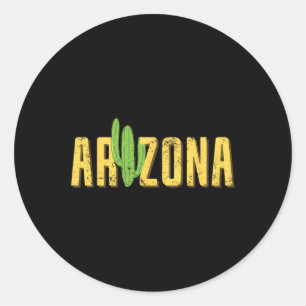Arizona Cactus Retro Saguaro Cactus Vintage Love A Classic Round Sticker